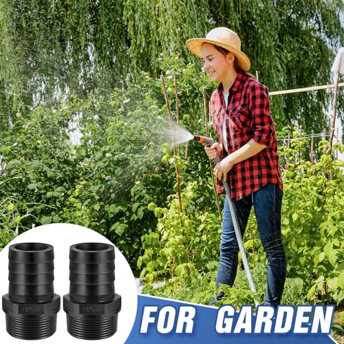 2 Pcs Pool PVC Tube Fitting Barbed Hose Fittings Adapter - color: Black, size: 1.5 Inch