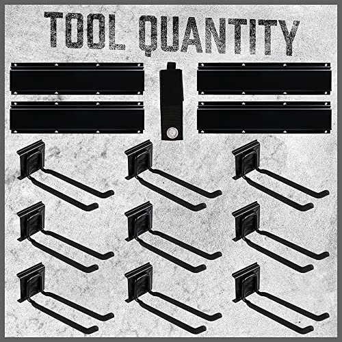HORUSDY 64-Inch Heavy Duty Garage Organization Rack, 14 Packs Max Load 600LB, 4 Packs Rails and 9 Adjustable Hooks, Tool Organizer Rack with Heavy Double Hooks Tracks