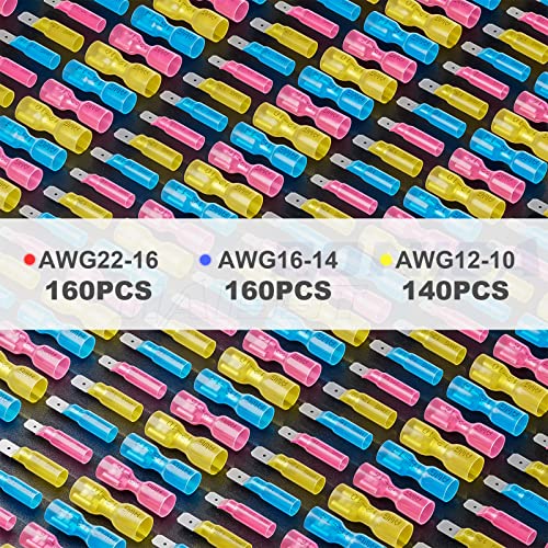 haisstronica 460PCS Heat Shrink Spade Connectors, 22-10 AWG, Male/Female - size: AWG 22-10, style: Male&Female Kit 460PCS