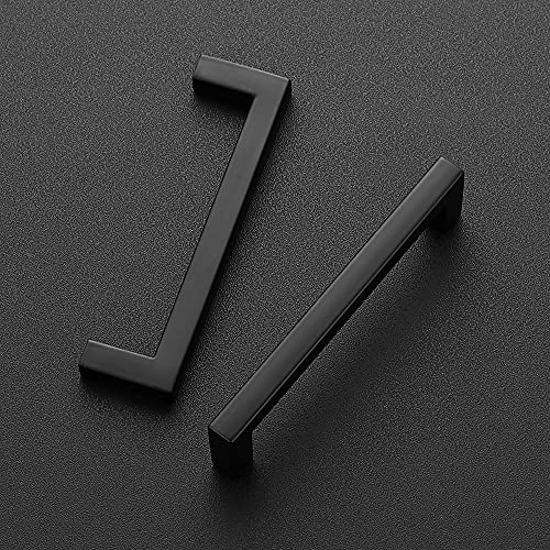 Ravinte Matte Black Cabinet Handles Solid Cabinet Pulls 3-3/4 Inch 5 Pack | Zinc Alloy, Slim Square Bar Grip, Smooth Drawer Pull Feel, Kitchen Cabinet Update, For Cupboards, Dressers, Drawers, Hardware - color: Black, size: Flat Black 3-3/4'' Hole Center