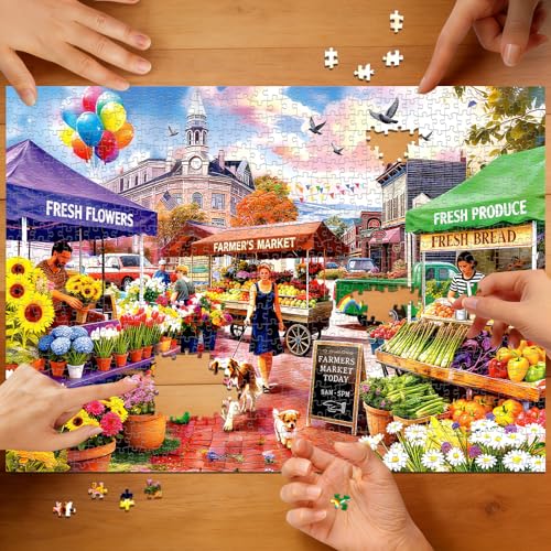 Farmers Market Puzzles for Adults 1000 Pieces - color: Farmers Market