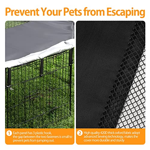 PJYuCien Playpen Top Cover for 24'' Width 8 Panel Pen, Hook Connect, Black - color: Only Black Top Cover, Elastic Buckles Connections