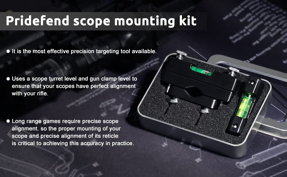 Pridefend Bubble Level, Scope Mounting Kit, Precision Scope Level Bubble Clip and Bubble Levels and Storage Case for Magnetic Universal Leveling Tool