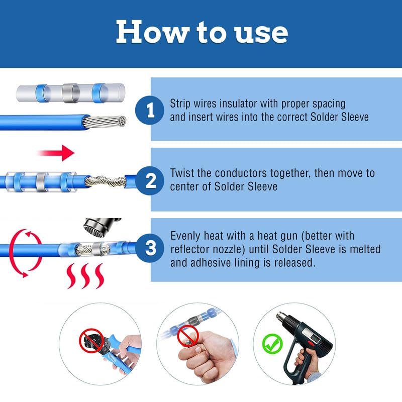 New Age America® 400pcs Solder Seal Wire Connectors Kit KableSeal™ | AWG 26-10 | Marine Heat Shrink Wire Connectors | Insulated Solderless Splice | Waterproof Butt Splice Terminals | UL - style: 400 PCS | AWG 26-10