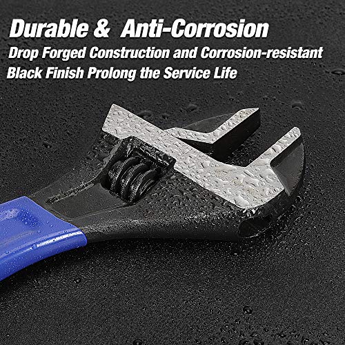 WORKPRO 2-Piece Adjustable Wrench Set, 6-Inch & 10-Inch Wide Jaw Wrenches - color: Blue, size: 6-Inch & 10-Inch