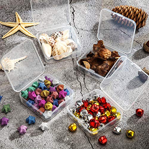 SATINIOR 24 Packs Small Clear Plastic Beads Storage Containers Box with Hinged Lid for Storage of Small Items, Crafts, Jewelry, Hardware (2.5 x 2.5 x 0.8 Inches) - size: 2.5 x 2.5 x 0.8 in