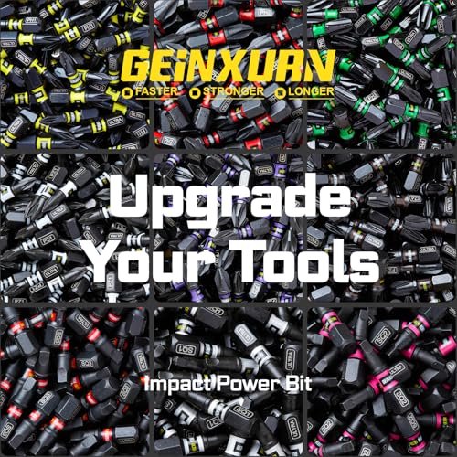 Geinxurn 27 Piece Impact Screwdriver Bits Set, 1"/2" Phillips/Torx/Square/SL Magnetic S2 Steel Driver Bits and Impact Bit Holder with Color Coded Base - size: 27pcs