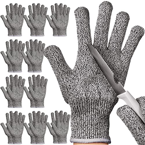 Chuarry 10 Pairs Cut Resistant Gloves Cutting Proof Gloves Level 5 Protection Kitchen Cuts Glove for Shucking Fish - size: Small