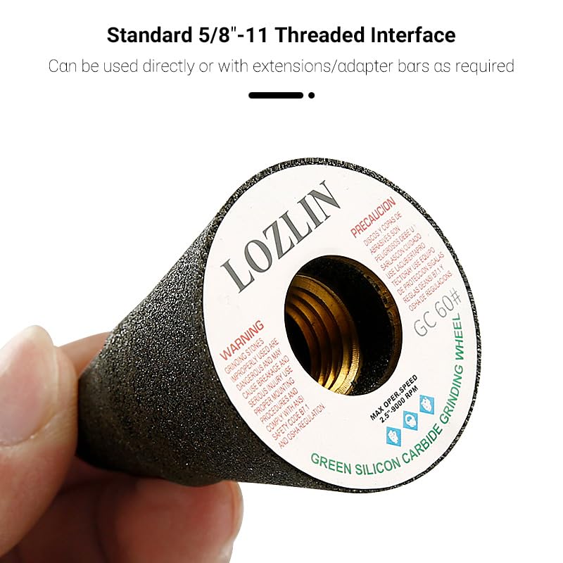 LOZLIN 3PCS Drum Sander Set 60# 100# 180# Cylindrical Diamond Grinding Wheel Polishing Head Abrasive Sanding Grit Angle Grinder Grinding Heads Matching Extensions (Conical) - style: Conical