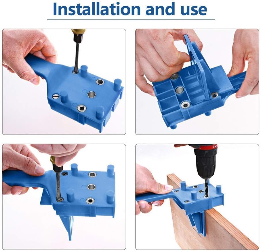 Dowel Jig Kit Woodworking Drill Guide Set Fits 6mm(1/4") 8mm(5/16") 10mm(3/8") Drill Bits Wood Drilling Straight Hole Guide Metal Sleeve Wood Drilling Doweling Hole Saw Locator Woodworking Tools