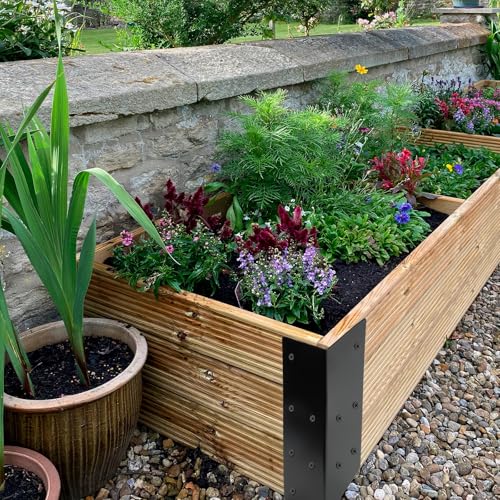 8 Pack Raised Garden Bed Corner Brackets, 3"x 3" x 6" Metal Corner Brackets for 9"-12" Garden Bed with Screws for Wood Frame, Flower or Vegetable Planter Garden - style: Matte black -8pack