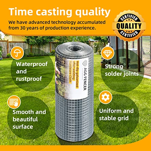AggFencer 24inch x 100ft Hardware Cloth 1/2 inch Chicken Wire Fencing 19Ga - size: 1/2in 24in x 100ft