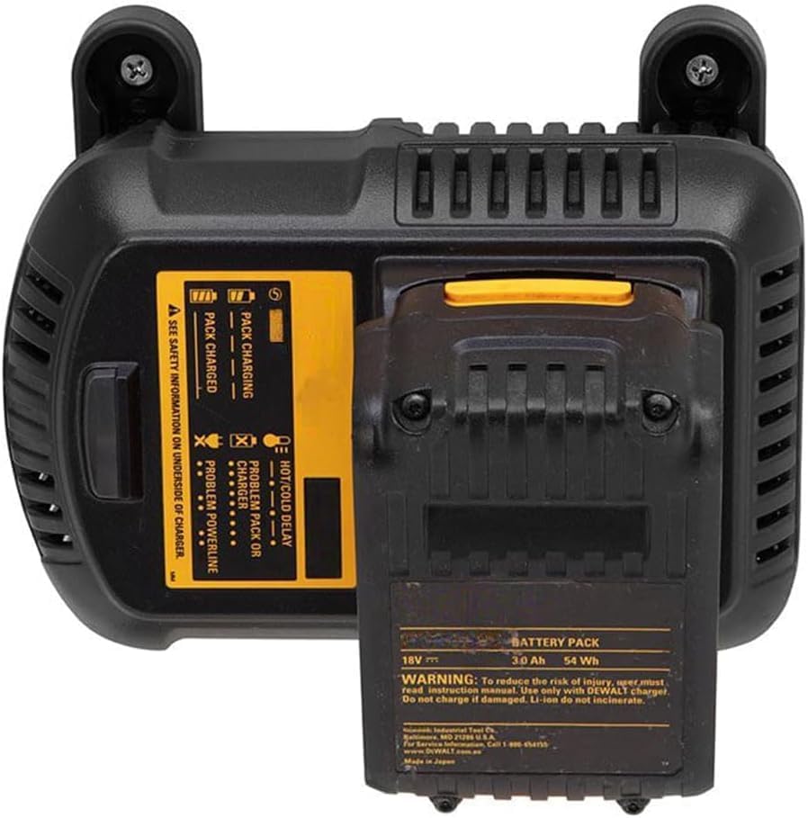 Universal Charger Mount - Power Tool Charger Holder - Universal Charger Wall Mount - Battery Charger Mount - Compatible with DeWalt, Milwaukee, Makita, & More - Injection Molded ABS Plastic