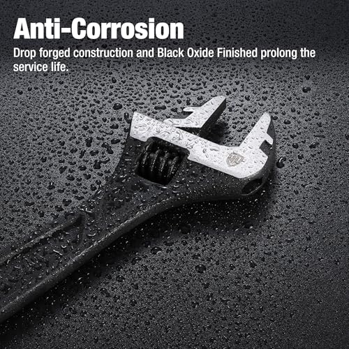 WORKPRO 4-Piece Adjustable Wrench Set, 6"-12", Cr-V Steel, Black Oxide - color: Black, size: 6 & 8 & 10 & 12 inch