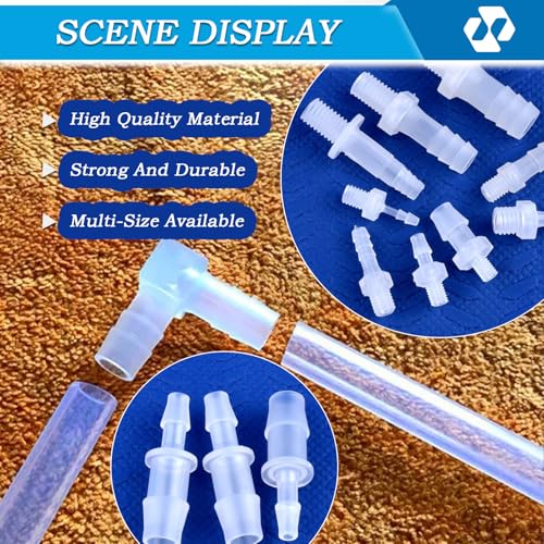 75 Pcs 25-Size Plastic Hose Barb Fittings Assortment, Barb + NPT Male Thread Adapter Fittings, 90 Degree Elbow L Fitting, Barb Reducer, Plastic Joint Splicer and Union Adapters for Fuel, Gas, Liquid.