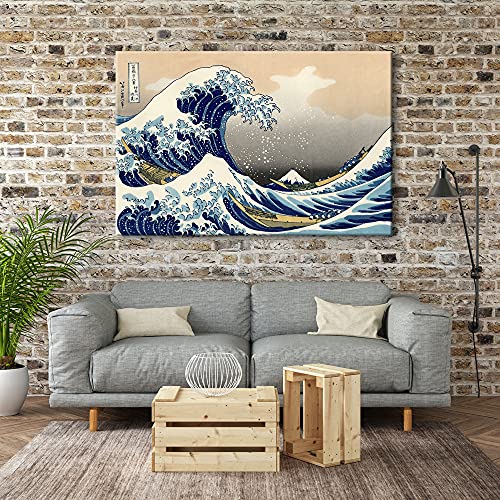Wieco Art Great Wave of Kanagawa Katsushika Hokusai Extra Large Modern Gallery Wrapped Giclee Canvas Prints Abstract Seascape Sea Artwork Pictures Paintings on Canvas Wall Art for Home Decor XL - size: 48"L x 32"W