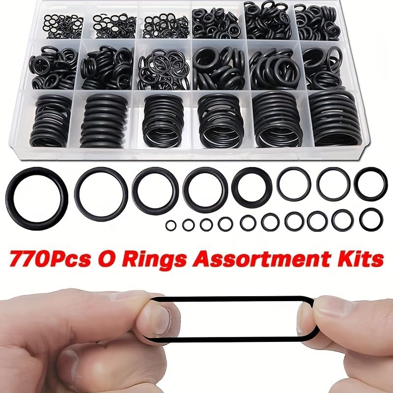 770Pcs O-Ring Assortment Kit 18 Sizes Nitrile Rubber - style: 18 Size/770 Pcs