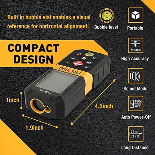 PREXISO Laser Measure, 215Ft Laser Measurement Tool with Diagonal Measuring