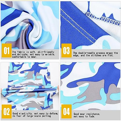 6 Pieces Summer Face Cover Scarf Mens Neck Gaiter For Men Women UV Protection Face Breathable Sun Protection Cycling Running - color: 2 Camouflage Sky Blue +2 Camouflage Army Ggreen +2 Camouflage Orange