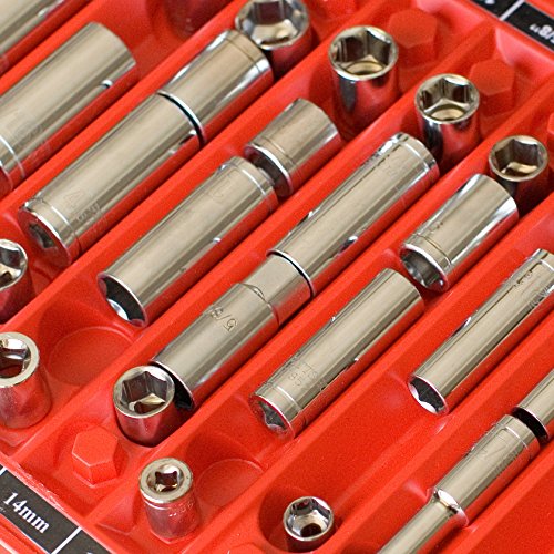 TOOL SORTER SOCKET ORGANIZER (RED) | Reduce Frustration, Save time| Easy-to-Read Labels | Metric & SAE | Professional Quality Tool Organizer | Made in USA