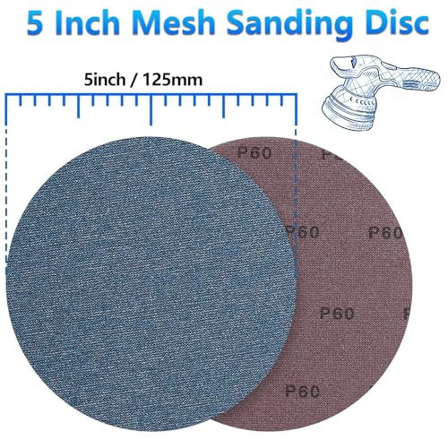 50Pcs 5 Inch Ceramic Mesh Sanding Disc Assortment for Orbital Sander - style: 5 Inch