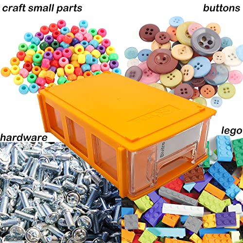 Stackable Storage Drawers Set of 20 with Dividers and Paper Labels - color: Orange