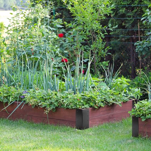 8 Pack Raised Garden Bed Corner Brackets, 3"x 3" x 6" Metal Corner Brackets for 9"-12" Garden Bed with Screws for Wood Frame, Flower or Vegetable Planter Garden - style: Matte black -8pack