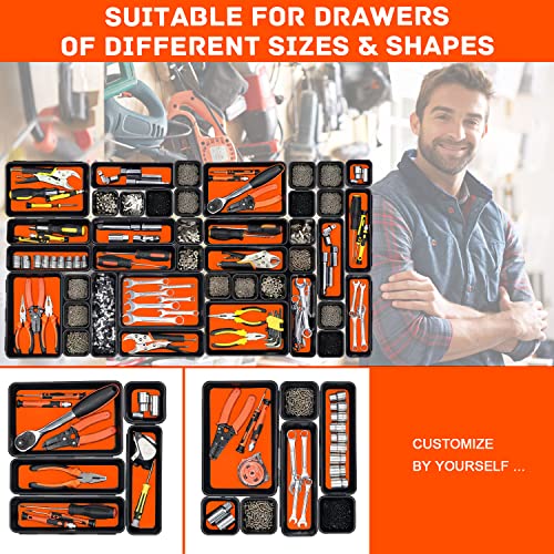 Tool Box Organizer, Tool Drawer Organizer Tray Divider, Toolbox Organization, Garage Tool Organizers and Storage, Tool Box Accessories for Rolling Tool Chest Cabinet (Orange (47PCS)) - color: Orange (47PCS)