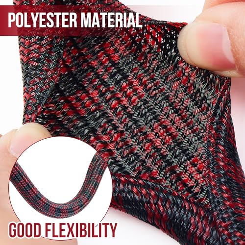 Cable Management Sleeve Split Braided Wire Loom 3/4 Inch-25FT