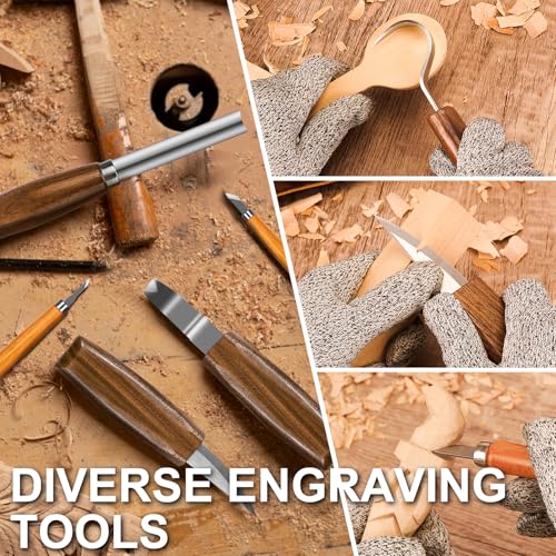 Wood Carving Kit, 46Pcs Wood Carving Tools with 6pcs Whittling Knives & 5pcs Detail Knives &12 Color Paint Set & Beewax, Whittling Kit for Beginners and Enthusiasts