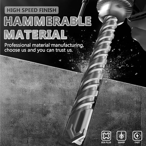 SDS Plus Rotary Hammer Drill Bits, (1/4"*6"-6.5mm*160mm) - 4 Carbide Cutting Edges, Ideal for Masonry| Heavy-Duty Masonry |Hammer Drill Bits for Precision Drilling - size: (6.5mm*160mm)