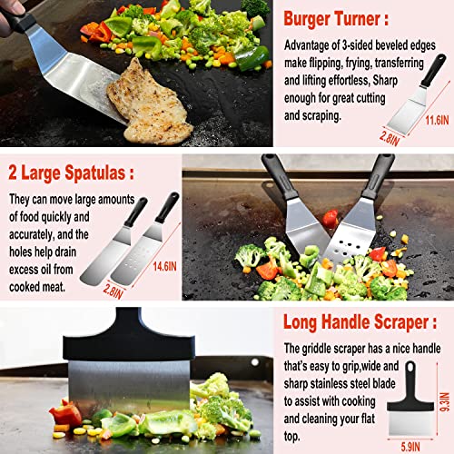 N NOBLE FAMILY 38PCS Griddle Accessories Kit, Professional Grill Tools Set - style: Rectangle Griddle Press