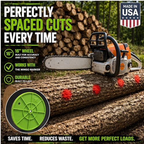 Mingo Firewood Marking Wheel -Chainsaw Firewood Measuring Tool Marking - Measuring Marker - Mingo Marker Firewood Cutting Tools - Firewood Logging Tools (16" Marking Wheel) - size: 16" Marking Wheel