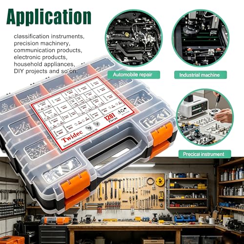 Twidec/2002PCS 304 SS Nuts And Bolts Assortment Kit And Self TappingScrew - color: Silver SS 2002PCS#4#6#8#10#1/4#3/8#5/16M3M4M5M6M8