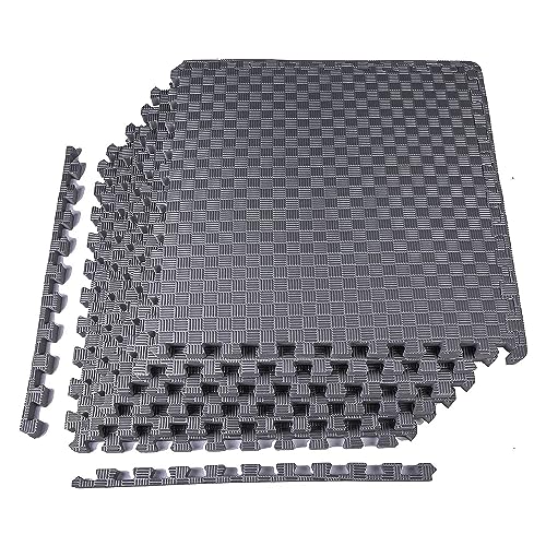 BalanceFrom Puzzle Exercise Mat 1" Thick, EVA Interlocking Foam Floor - color: Grey, style: One Inch Thick, 24 Square Feet
