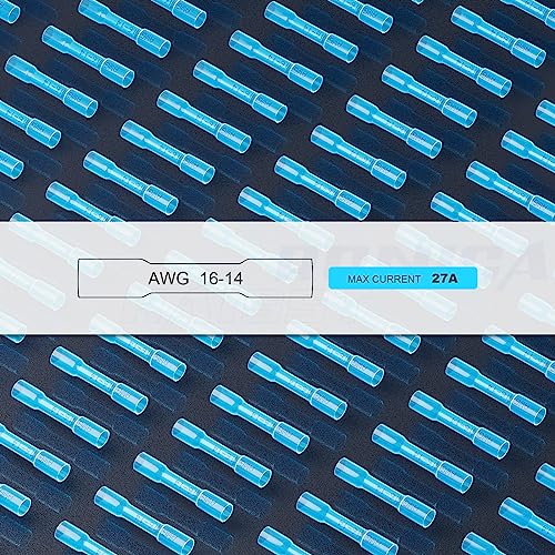 haisstronica 200PCS Heat Shrink Butt Connectors, 16-14 AWG Blue - style: Blue AWG 16-14