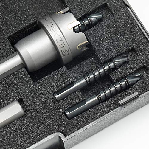 EZARC Carbide Hole Saw Kit, 3 Piece Carbide Tipped Hole Cutter with Pilot Drill bit for Hard Metal, Stainless Steel, Iron, Aluminum, Alloy - size: 3 in 1 | 7/8"-1-3/8", style: Hole Saw Kit