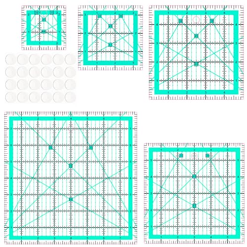 Quilting Rulers(2.5",3.5", 5", 6", 8"),5 Square Ruler Quilting Templates,Quilting Ruler Acrylic Rulers - color: Blue