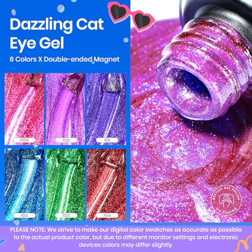 Beetles Cat Eye Gel Nail Polish Set, 6 Colors Cat Eye Glitter Gel Polish - color: A - Cat Eye | Youth Radiance