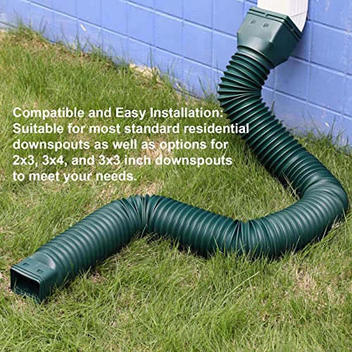 plusgutter Green-2pack Rain Gutter Downspout Extensions Flexible, Drain Downspout Extender,Down Spout Drain Extender, Gutter Connector Rainwater Drainage,Extendable from 21 to 68 Inches - color: Green