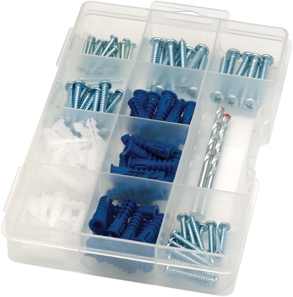 Rocky Mountain Goods 138 Piece Drywall Anchor and Screw Assortment Kit with Drill Bits – Heavy Duty Mixed Variety Set with Screws, Anchors, Case – Hanging Pictures, Mounting Shelves, Wall Attachments