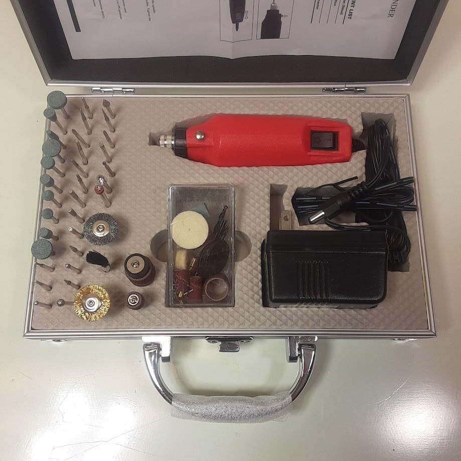60-Piece Professional Rotary Tool Kit, 12V AC/DC Mini Tool Set with Diamond Polisher, Sanding Drum, Buffing Wheel, Carrying Case, CZRT60