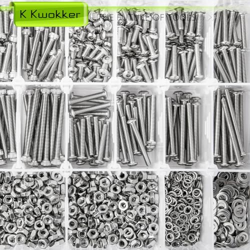 2540Pcs M3 Screws 4MM to 35MM, Socket Head & Button Head Screws, 304 Stainless Steel Assorted Nuts and Bolts Assortment Kit M3 Screw Kit with Nuts, Washer and Lock Washers - size: F. M3