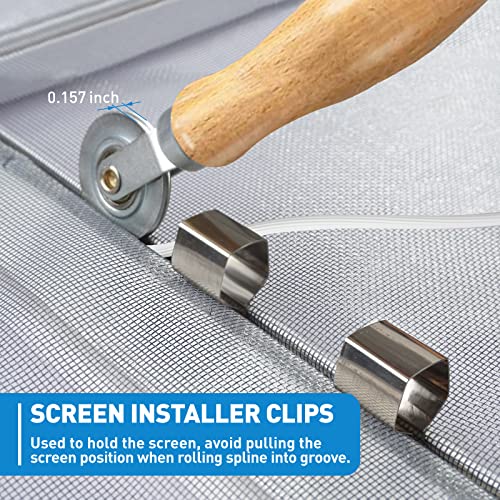 Window Screen Repair Kit, 5 in 1 Screen Roller Tool for Windows or Doors - size: 5 in1 Screen Repair Kit(White Spline)