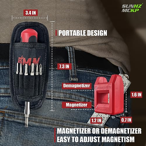 SUNHZMCKP 18-in-1 Screwdriver, Portable screwdriver set, Slotted/Philips/Pozi/Torx/Square Multi-Purpose Screwdriver and Magnetizer Demagnetizer with Storage bag - size: 18 IN 1 Screwdriver