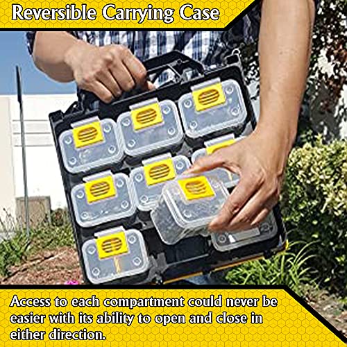 Hardware Tackle Box storage with Patented Removable Compartment Organizer and Reversible Carrying Case for Screws, Nuts and Bolts, WVE9420