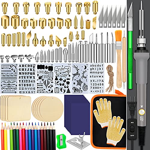 137PCS Wood burning Kit, DIY Creative Tool Set Soldering Woodburning Kit - color: Gray, size: 137Pcs