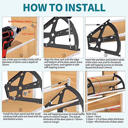3 Layers Shoes Drawer Cabinet Hinges Flip Frames, Black, 1 Pair - color: Black, size: 3 Layers
