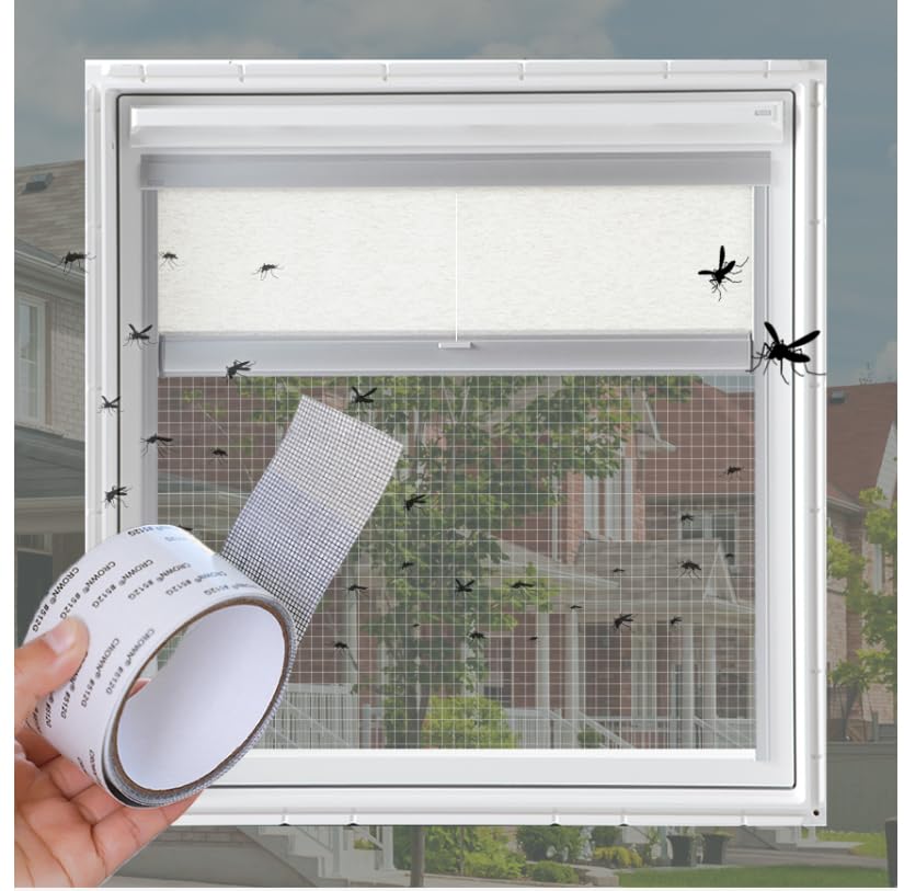 Window Screen Repair Kit Tape Repair Kit for Window Screen and Screen Door Strong Adhesive Window Screen Mesh Repair Waterproof Screen Repair Kit（2 in × 6.56ft） Grey