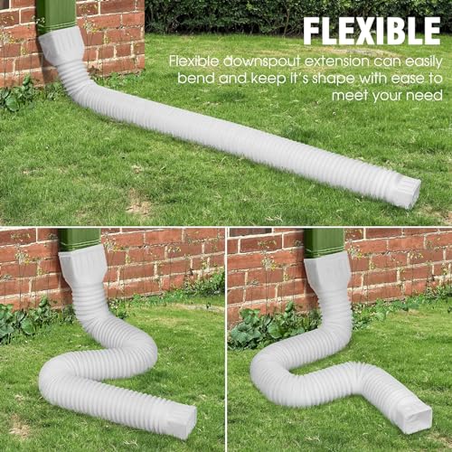 2 Pack Flexible Rain Gutter Downspout Extensions,Drain Downspout Extender,Gutter Extension Flexible,Down Spout Drain Extension Pipes,Extendable from 21 to 60 Inches (White) - color: 2pcs white